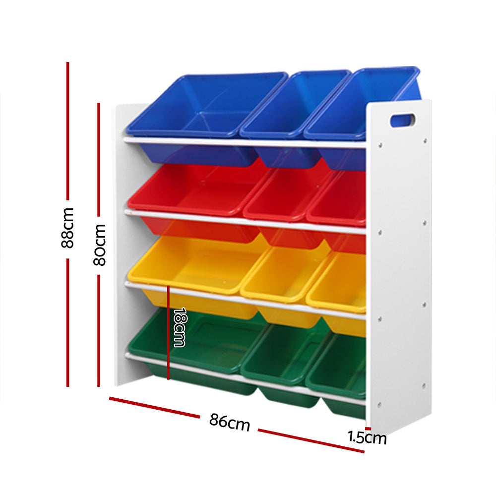 Kids Multi-Bin Toy Storage Rack – 12 Bin Organiser Shelf