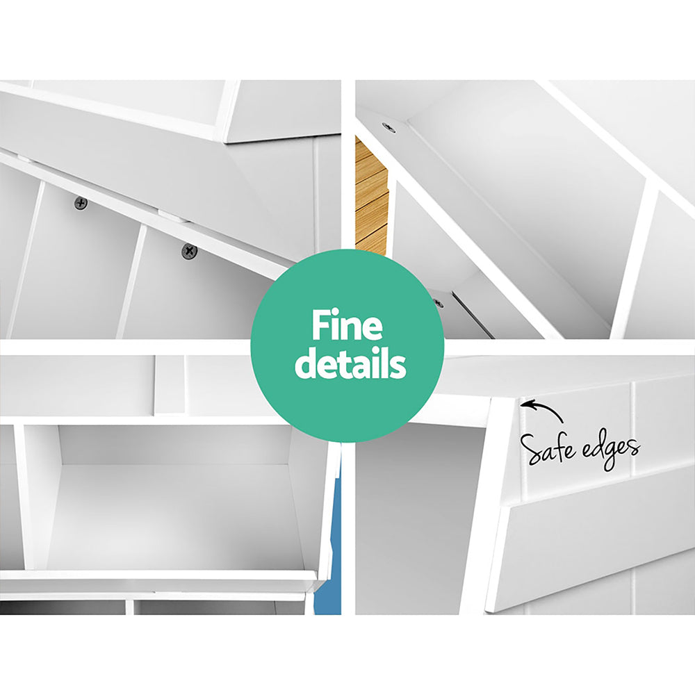 Kids Toy Storage Rack & Bookshelf – Stackable Organiser Shelf White