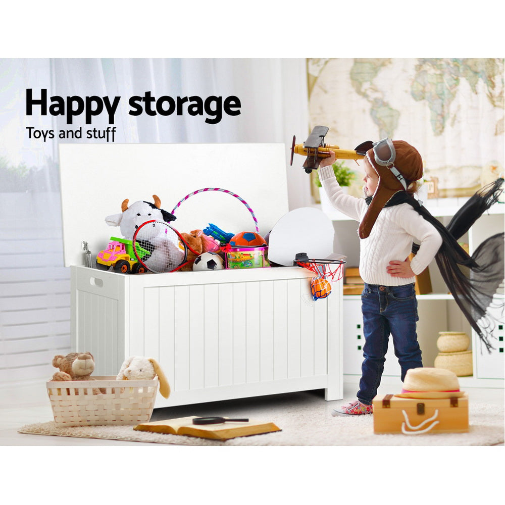 Montessori Kids Wooden Toy Box Storage Chest for Playroom & Bedroom