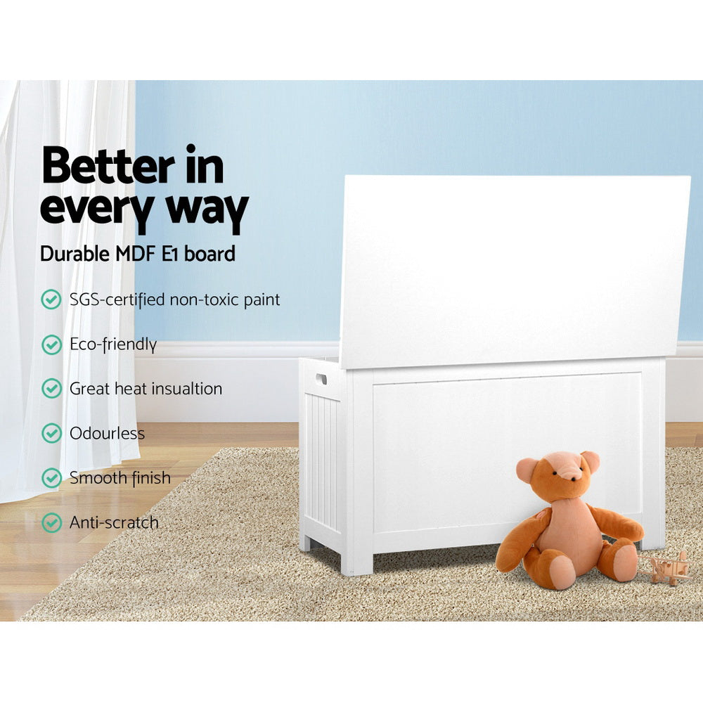 Montessori Kids Wooden Toy Box Storage Chest for Playroom & Bedroom