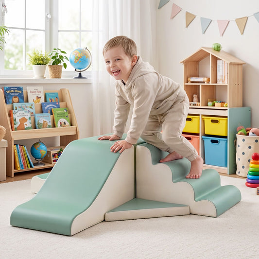 Keezi 4-Piece Soft Play Climbing Blocks & Slide Set