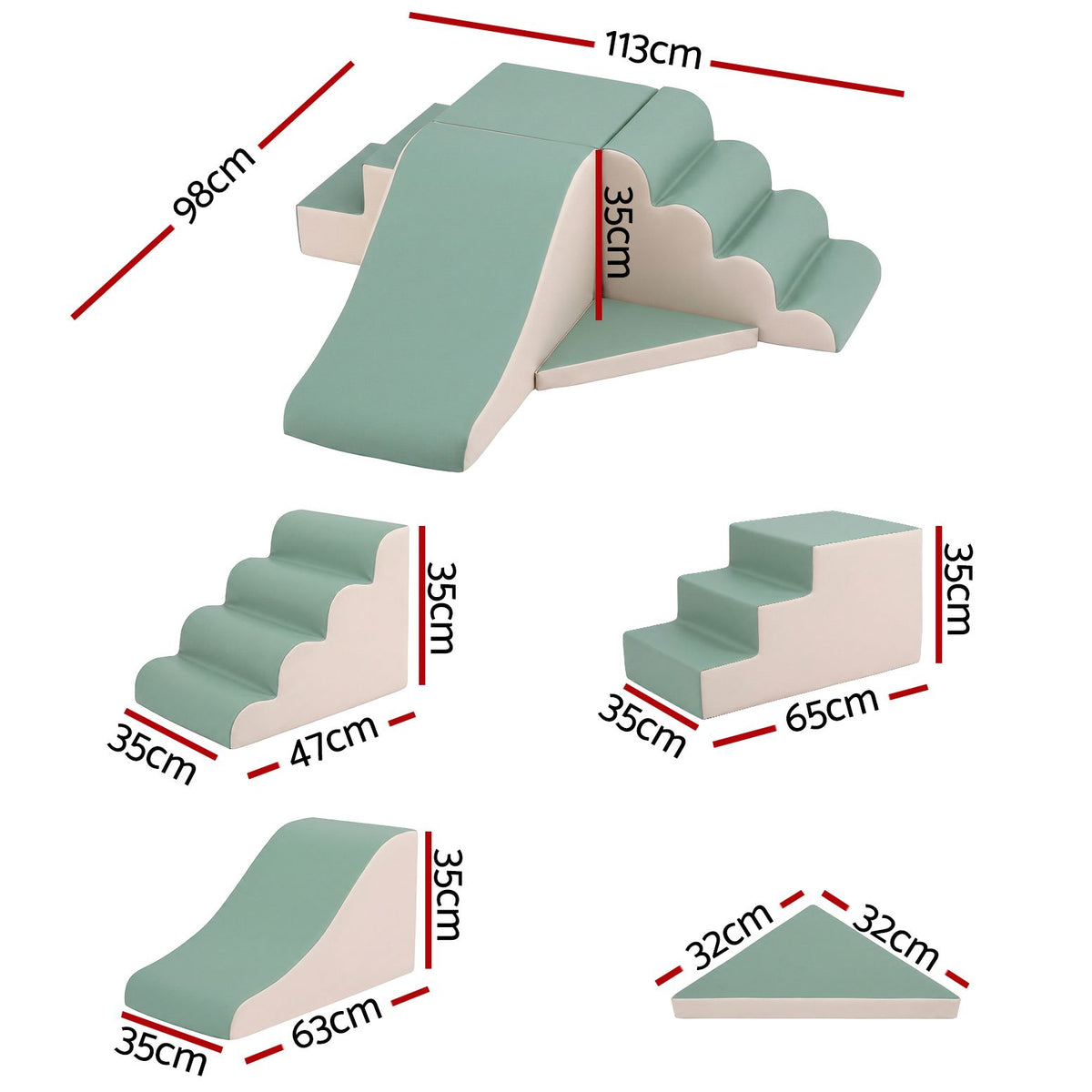 Keezi 4-Piece Soft Play Climbing Blocks & Slide Set