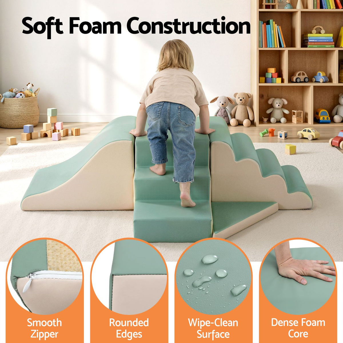 Keezi 4-Piece Soft Play Climbing Blocks & Slide Set