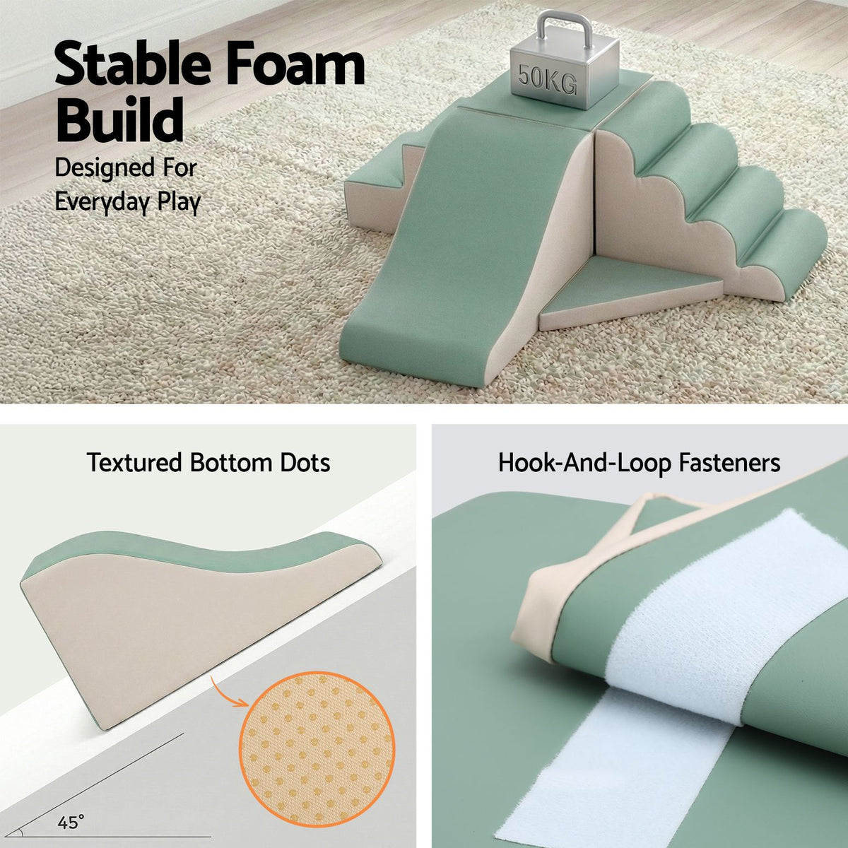 Keezi 4-Piece Soft Play Climbing Blocks & Slide Set