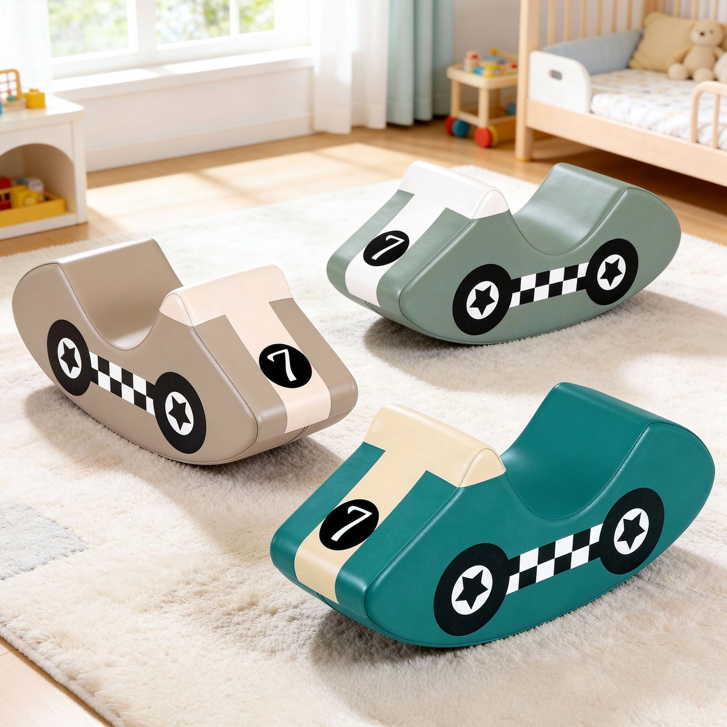 Keezi Kids Climbing Blocks 3PCS Foam Toddler Playset Soft Indoor Climbing Toy Race Car Design