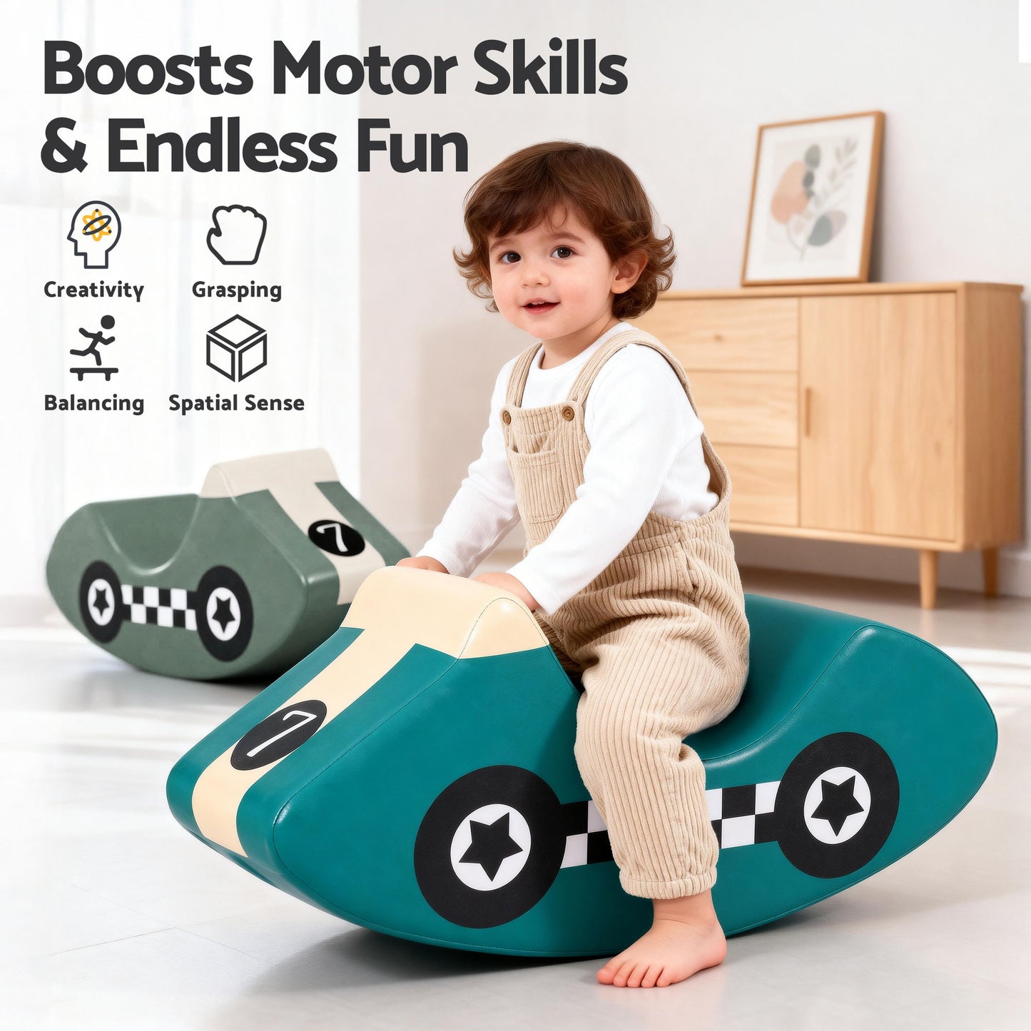 Keezi Kids Climbing Blocks 3PCS Foam Toddler Playset Soft Indoor Climbing Toy Race Car Design