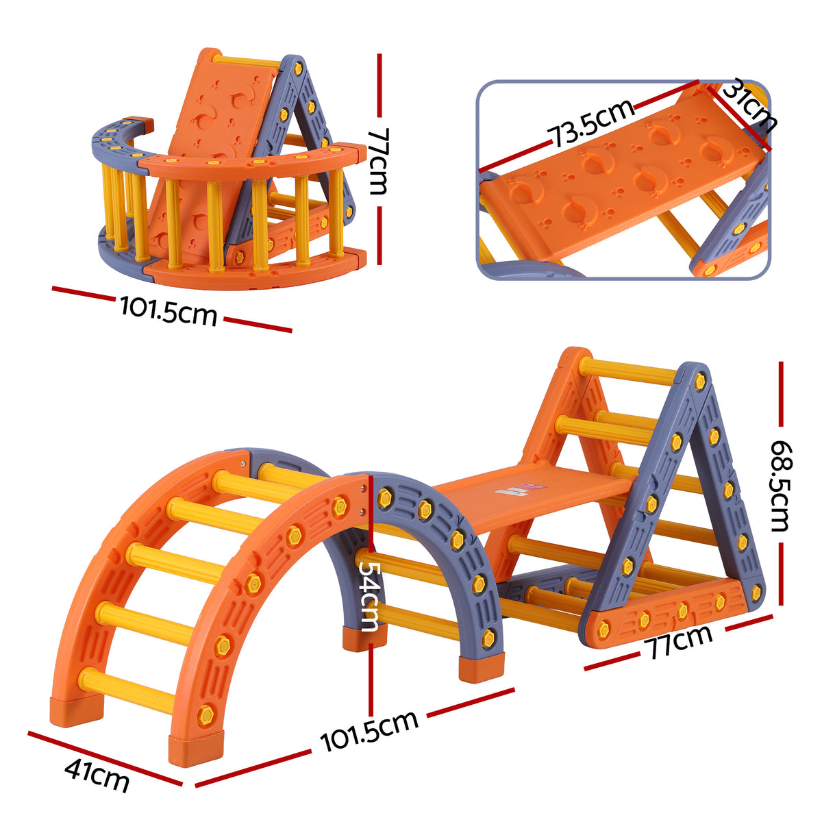 Keezi 5-in-1 Kids Climbing Frame, Slide & Balance Playset