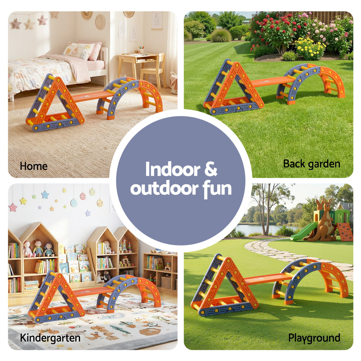 Keezi 5-in-1 Kids Climbing Frame, Slide & Balance Playset