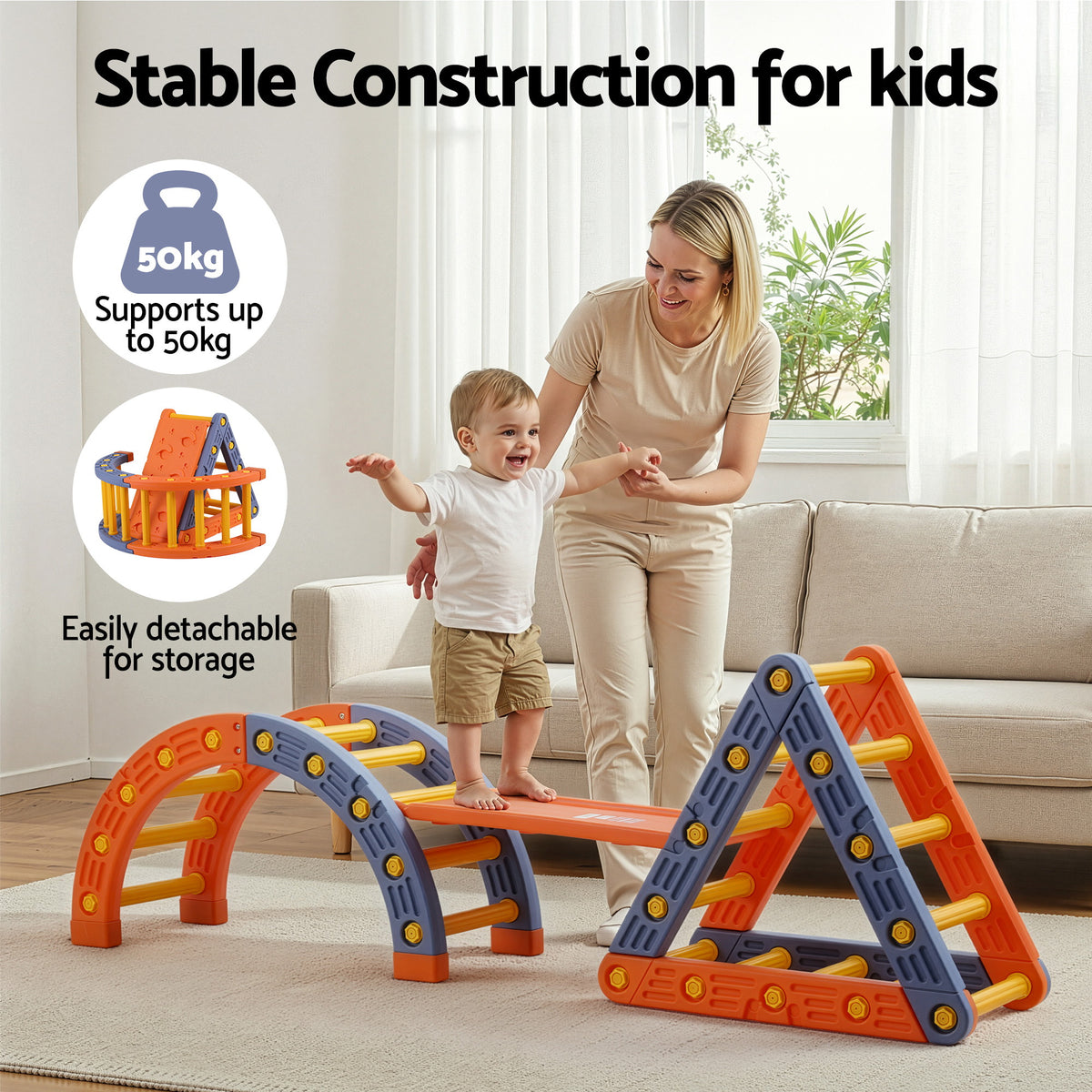 Keezi 5-in-1 Kids Climbing Frame, Slide & Balance Playset