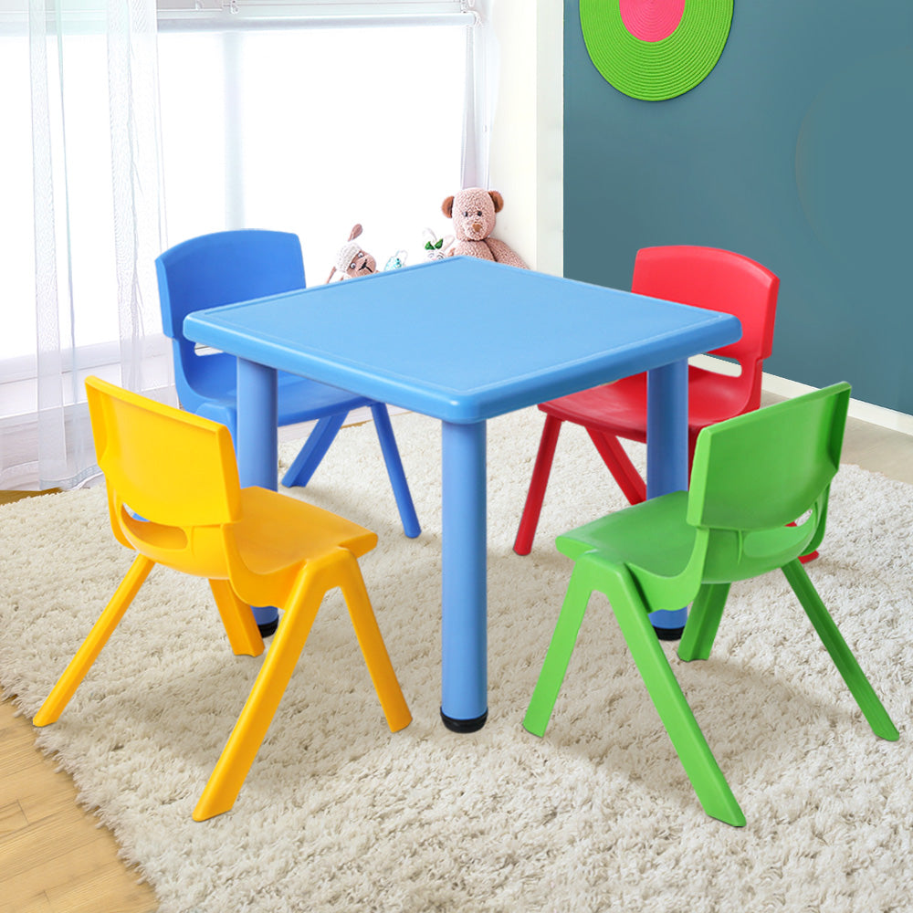 5 Piece Kids Table & Chair Set – Indoor Outdoor Play Table with 4 Chairs