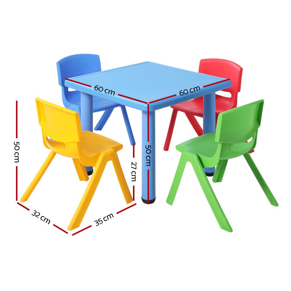 5 Piece Kids Table & Chair Set – Indoor Outdoor Play Table with 4 Chairs