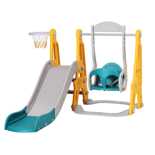 Keezi 3-in-1 Kids Swing & Slide Set with Basketball Hoop