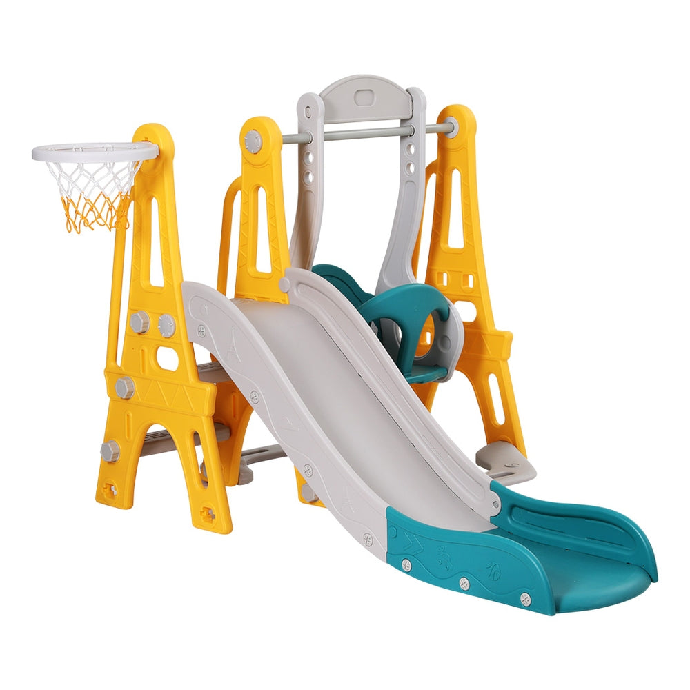 Keezi 3-in-1 Kids Swing & Slide Set with Basketball Hoop