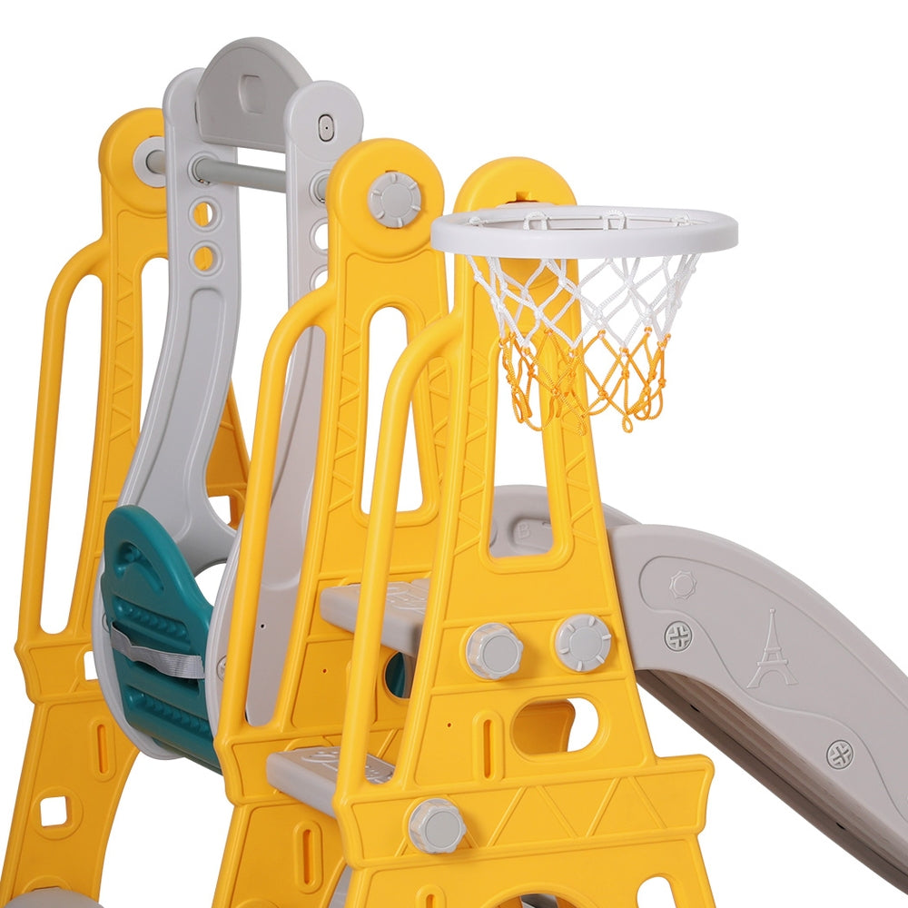 Keezi 3-in-1 Kids Swing & Slide Set with Basketball Hoop