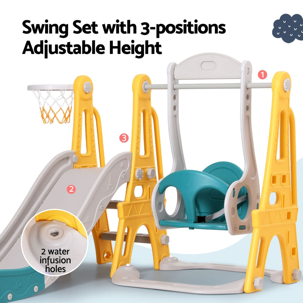 Keezi 3-in-1 Kids Swing & Slide Set with Basketball Hoop