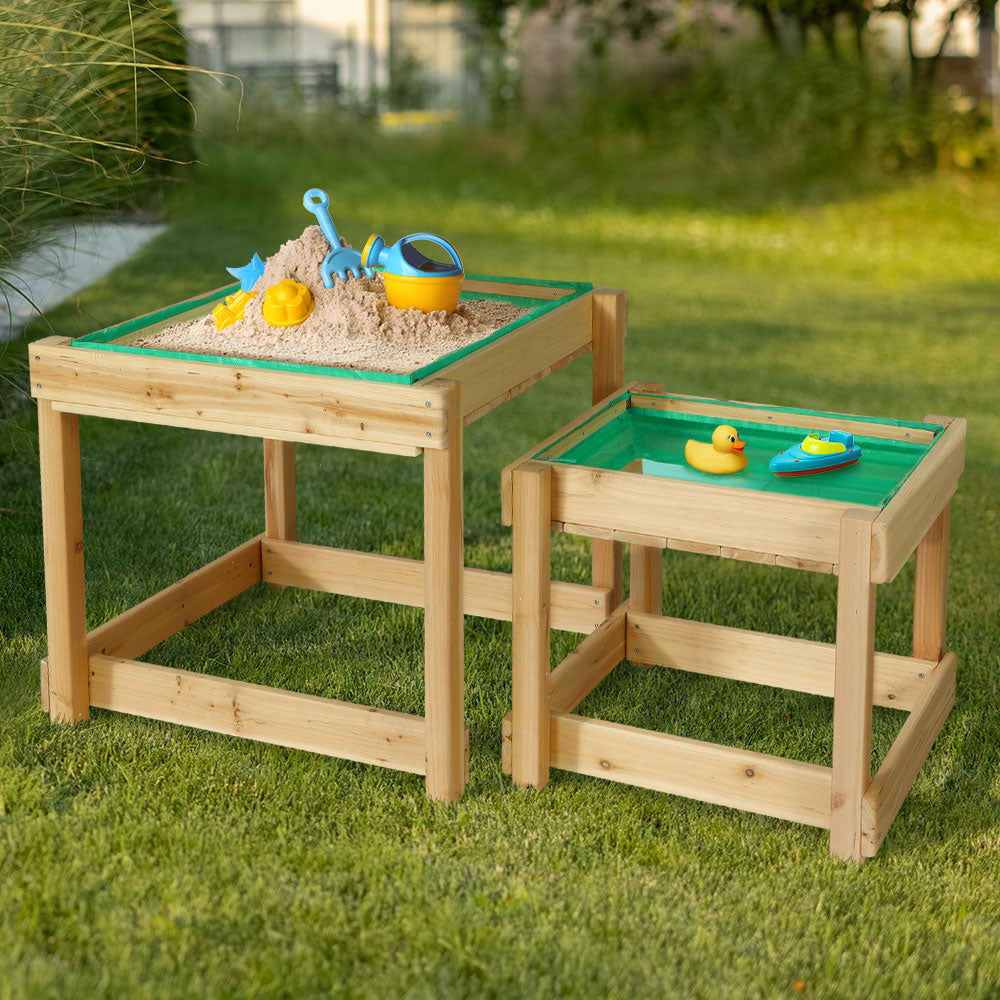Kids Sandpit & Water Table Wooden Outdoor Sandbox Play Set