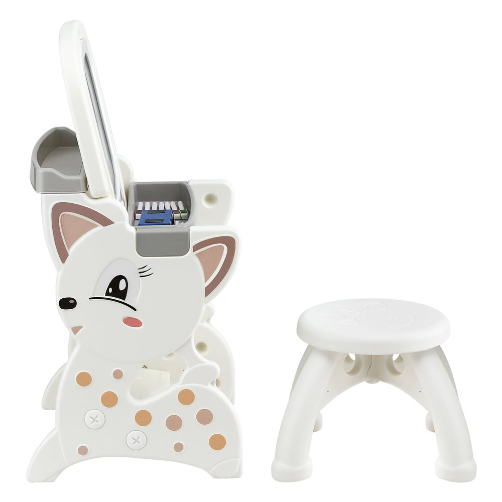 2-in-1 Kids Easel Desk & Stool Set with LCD Writing Tablet