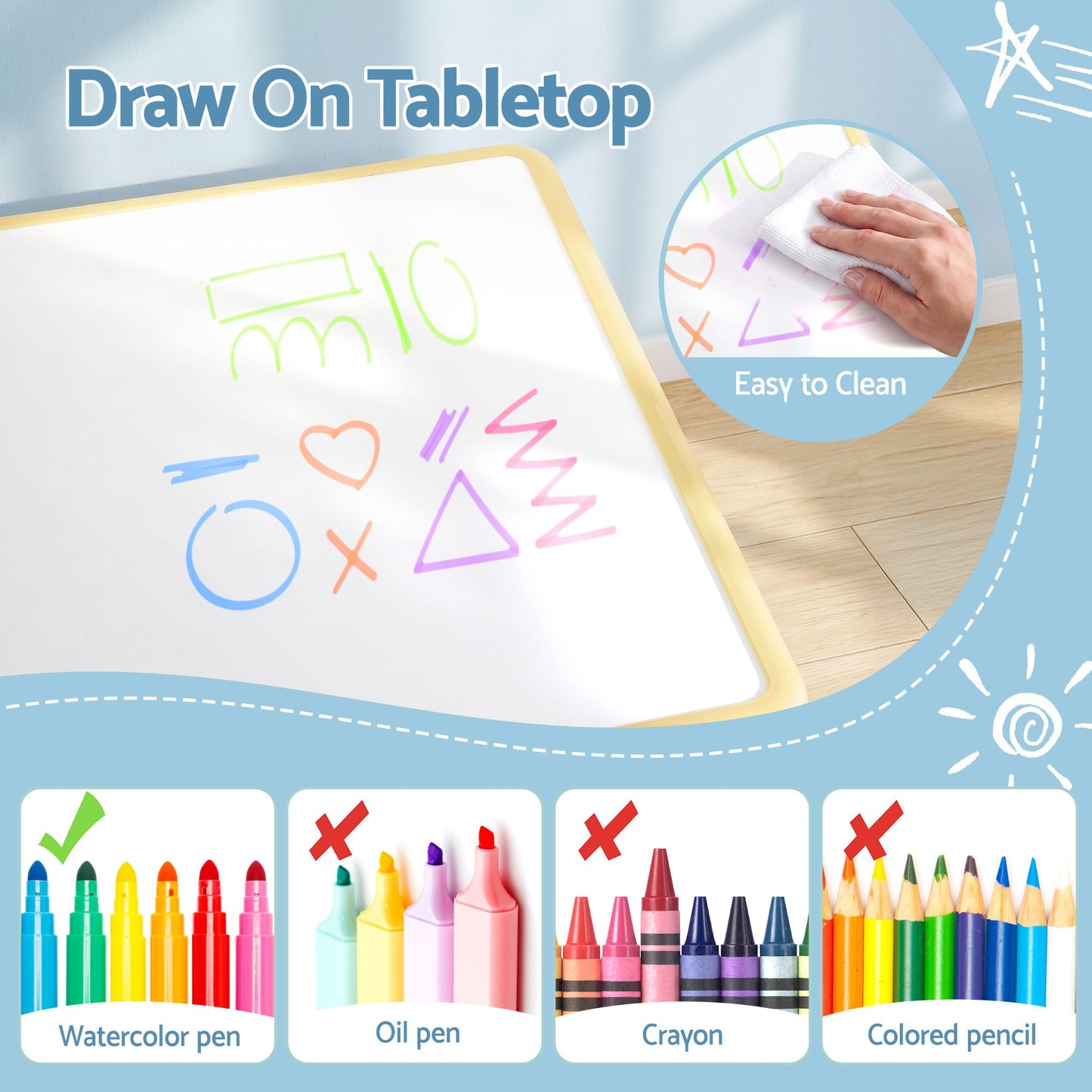 Kids Adjustable Table & 2 Chairs Set – Height Adjustable Activity Desk for Toddlers