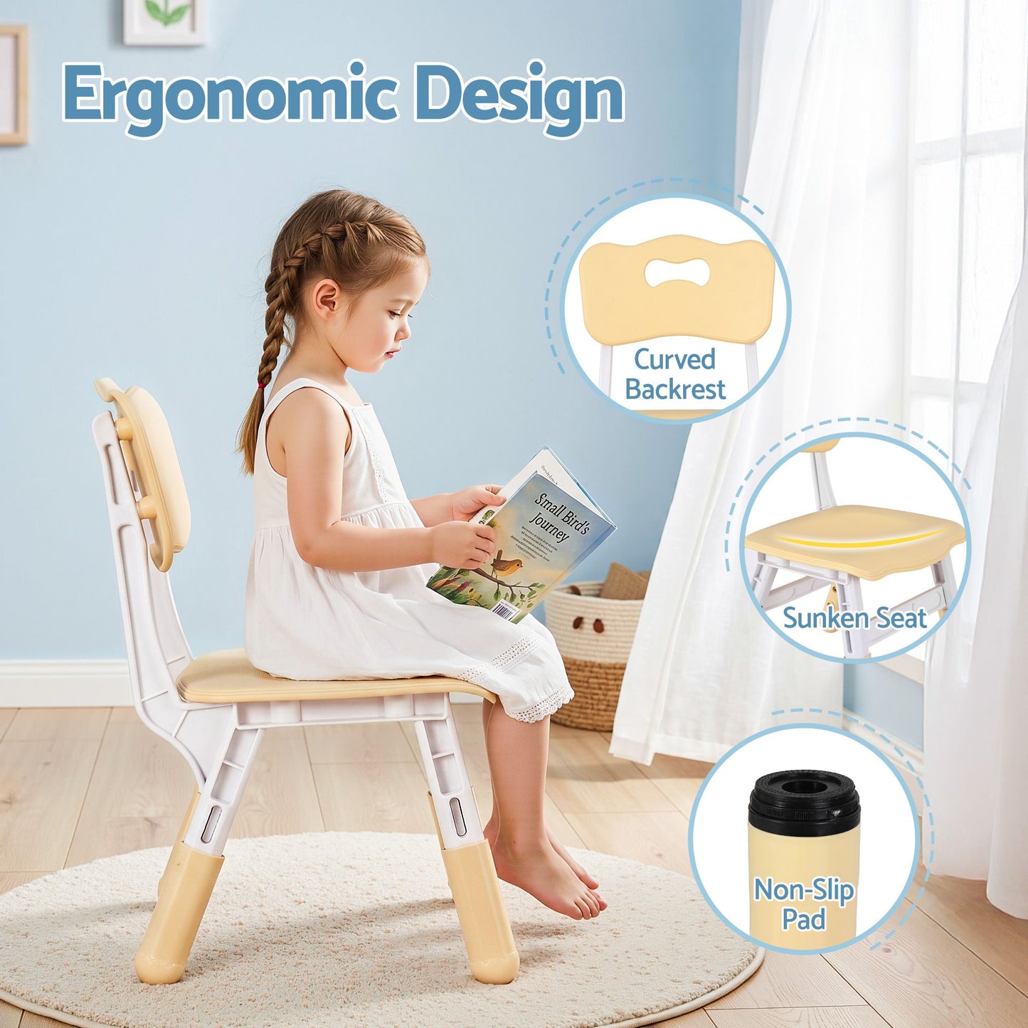 Kids Adjustable Table & 2 Chairs Set – Height Adjustable Activity Desk for Toddlers