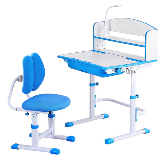 Ergonomic Kids Study Desk & Chair Set with LED Lamp – Adjustable Blue