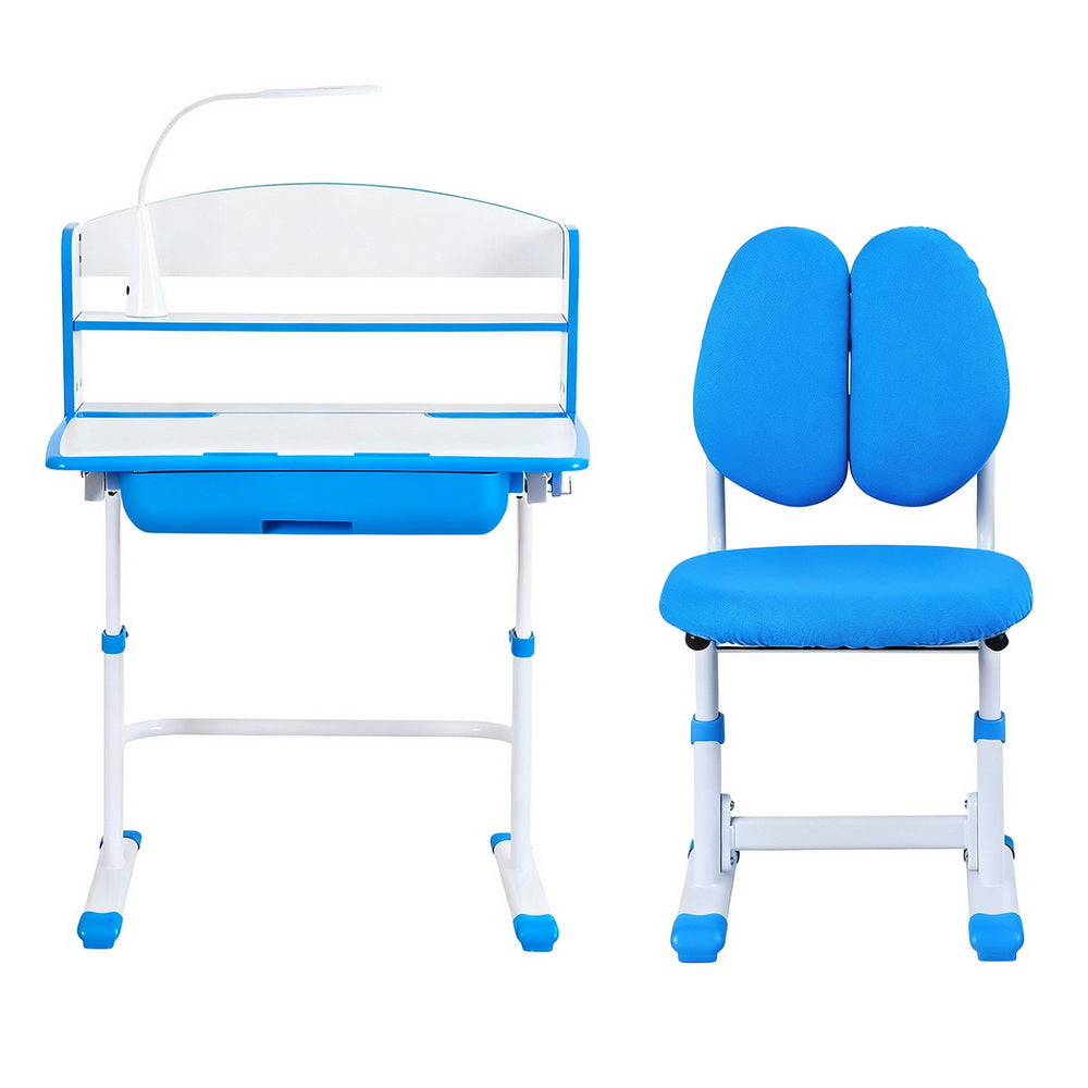 Ergonomic Kids Study Desk & Chair Set with LED Lamp – Adjustable Blue