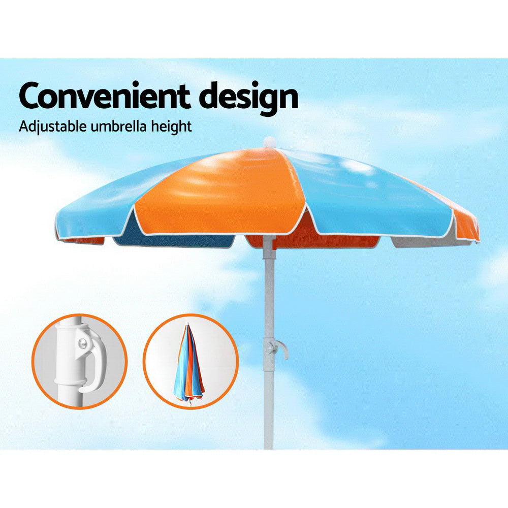 Kids Wooden Picnic Table & Bench Set with Umbrella and Storage