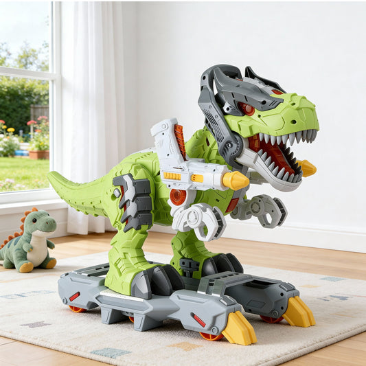 Kids Dinosaur Ride On Push Car with Mist Spray Lights & Sounds Green