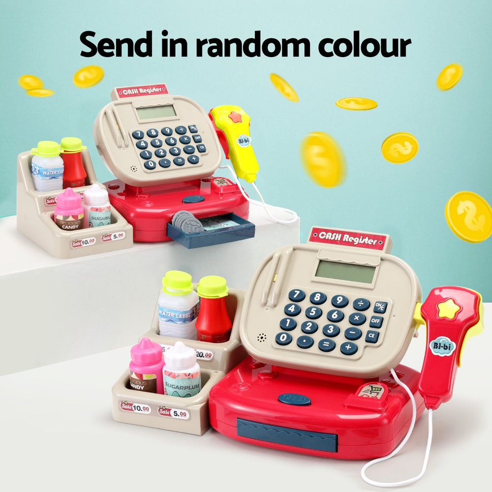 Keezi Kids Cash Register Pretend Play Set with Scanner & Play Money