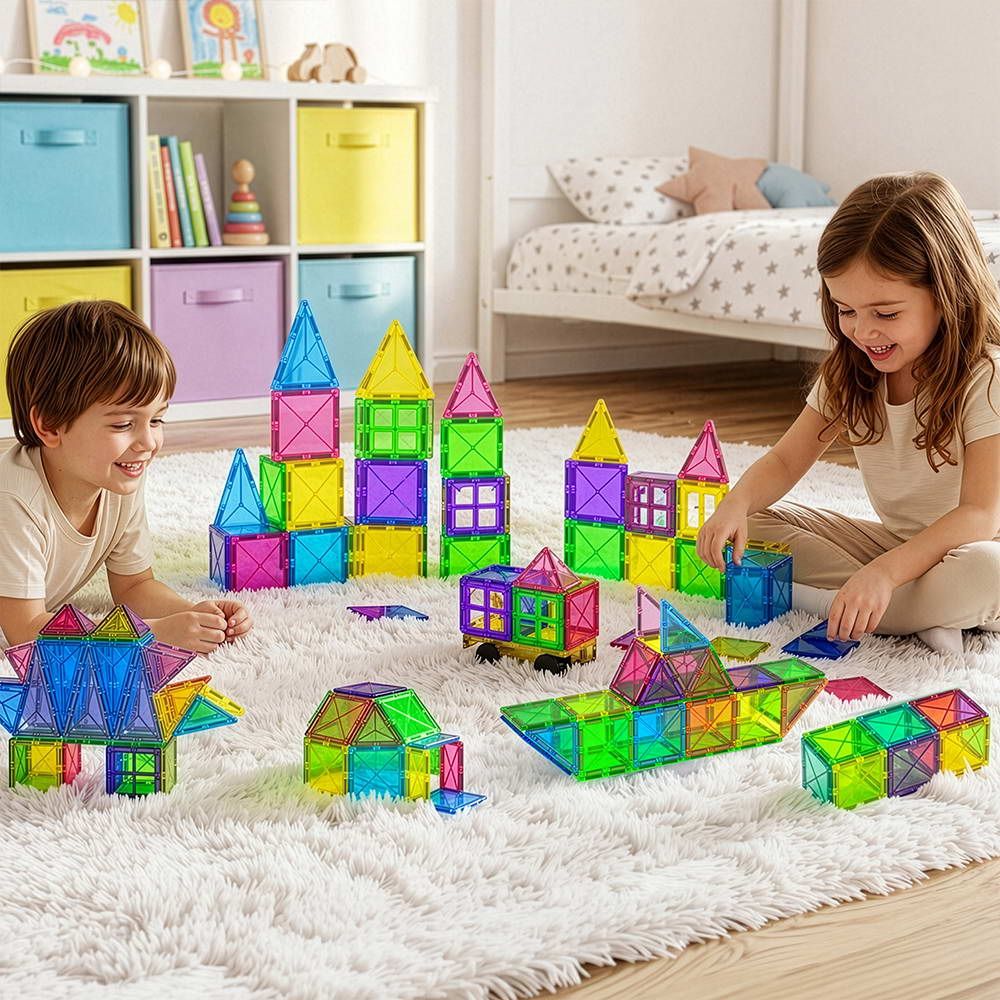 Keezi 120PCS Magnetic Tiles STEM Building Set for Kids