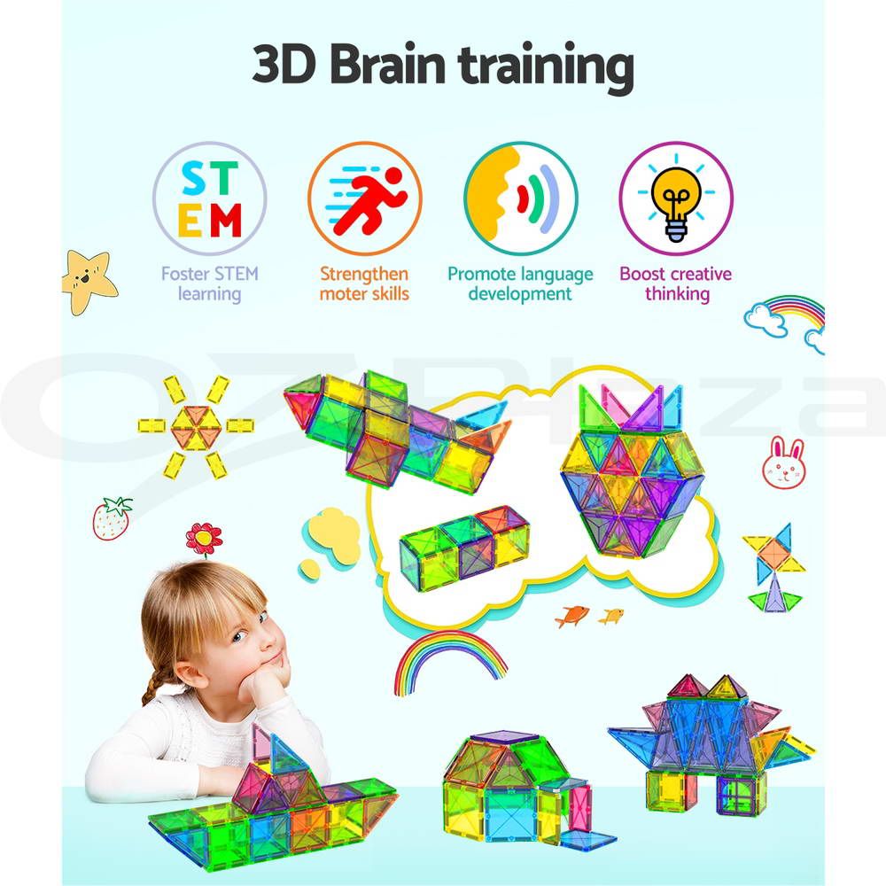 Keezi 120PCS Magnetic Tiles STEM Building Set for Kids
