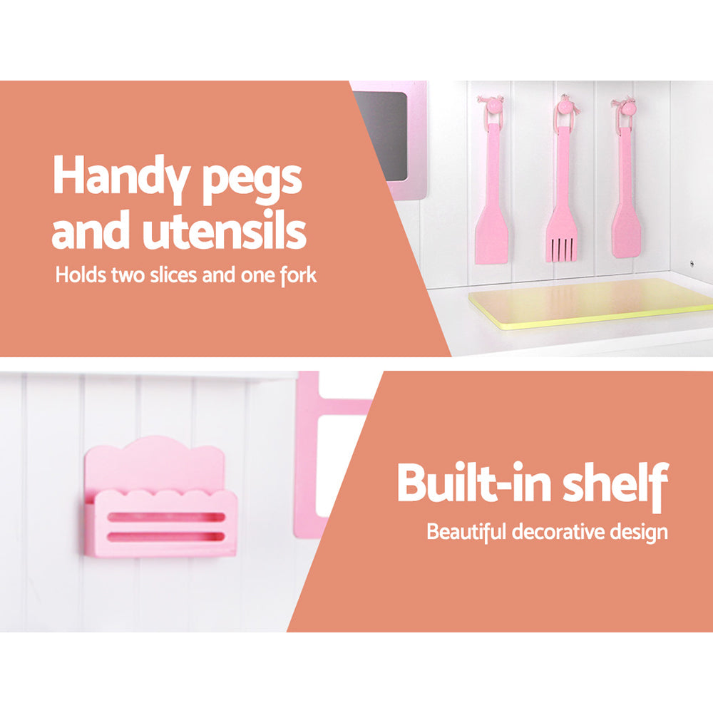 Princess Wooden Kitchen Play Set – Kids Pretend Cooking Toy with Storage