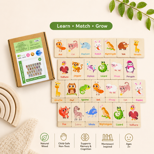 Montessori Wooden Animal Alphabet Cards for Kids – A to Z Learning Set