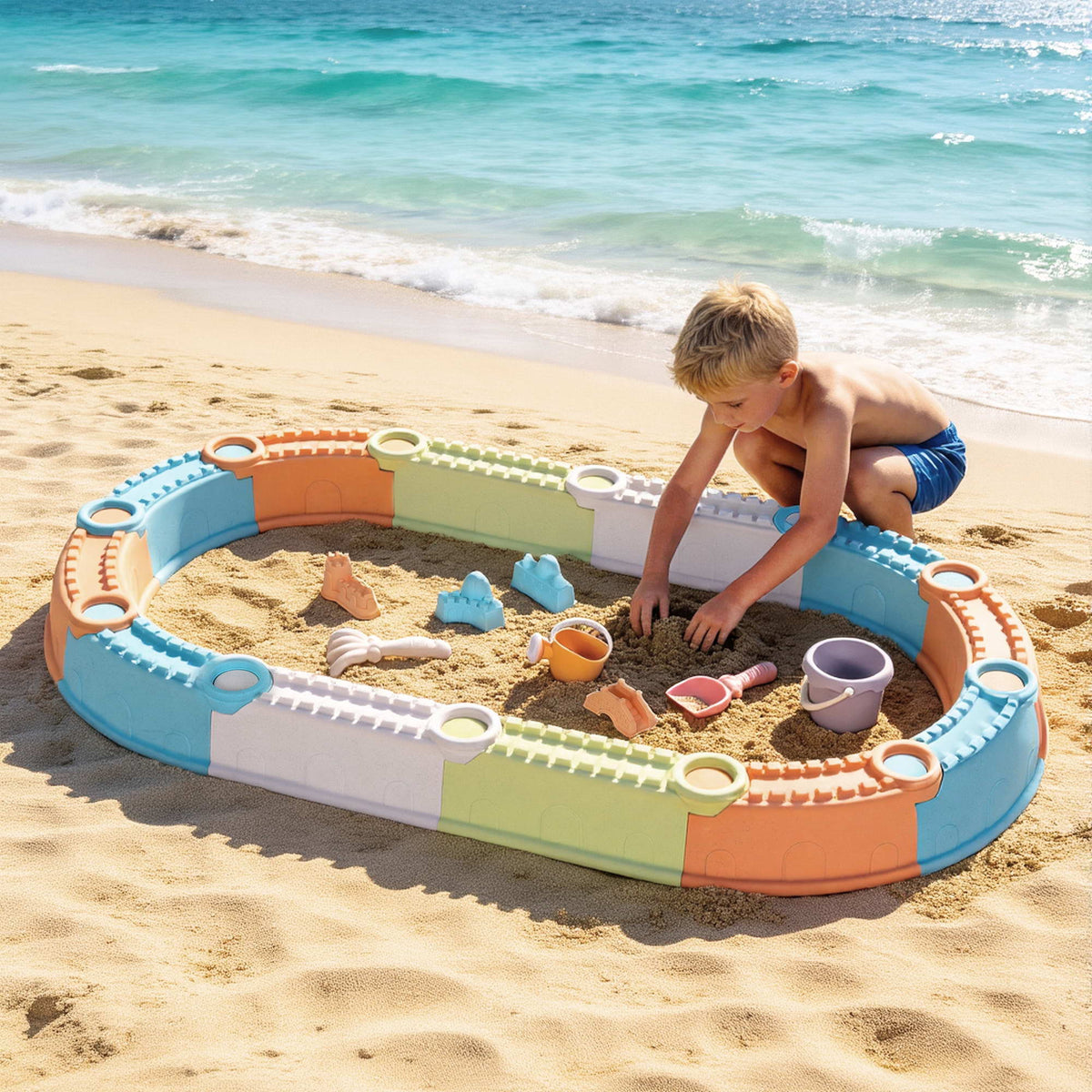 Keezi Kids Modular Sandpit Set with Sand Toys – 9 Piece