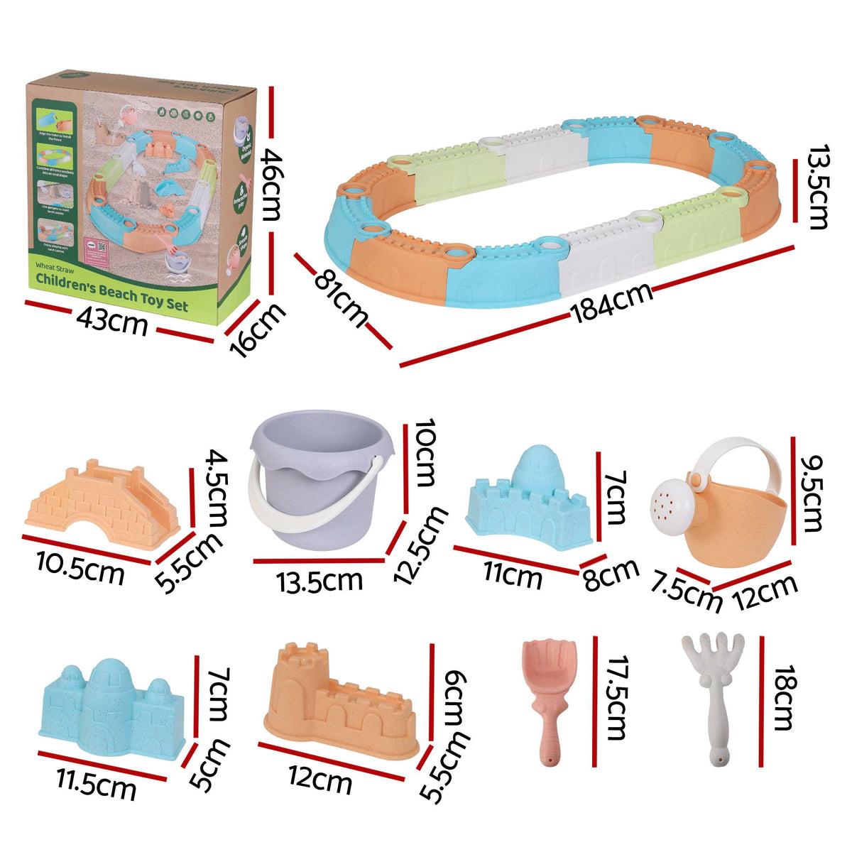 Keezi Kids Modular Sandpit Set with Sand Toys – 9 Piece