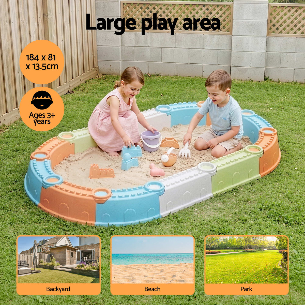 Keezi Kids Modular Sandpit Set with Sand Toys – 9 Piece