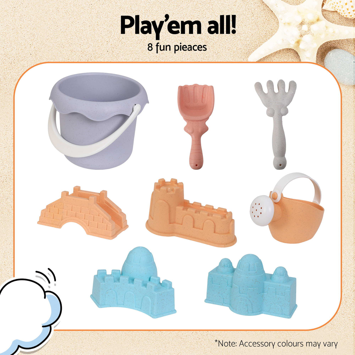 Keezi Kids Modular Sandpit Set with Sand Toys – 9 Piece