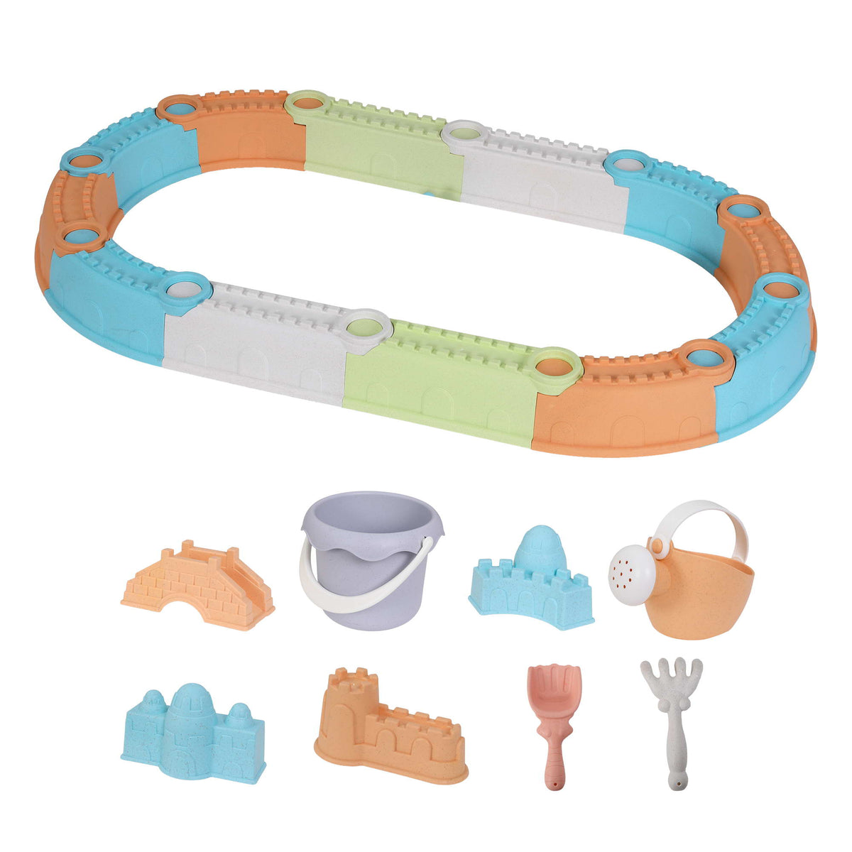Keezi Kids Modular Sandpit Set with Sand Toys – 9 Piece