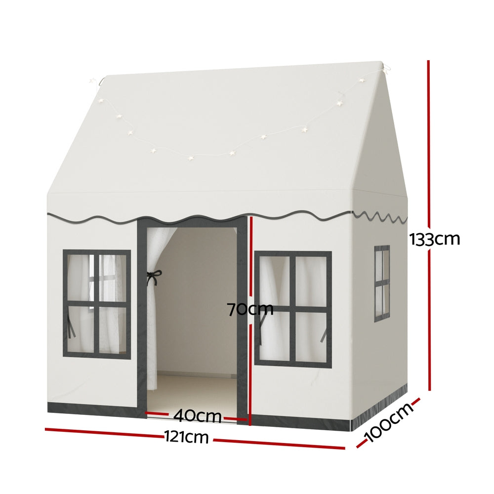 Kids Play Tent Castle Playhouse with Star Lights & Floor Mat