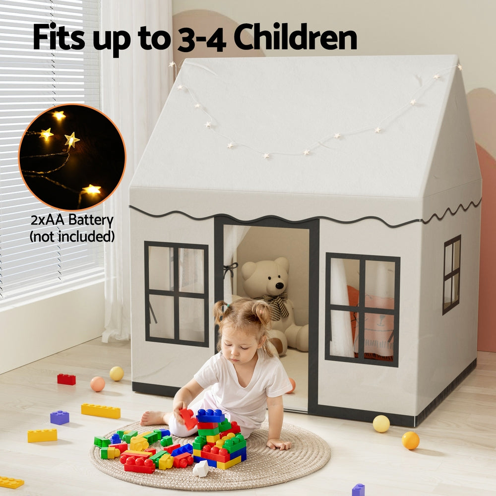 Kids Play Tent Castle Playhouse with Star Lights & Floor Mat