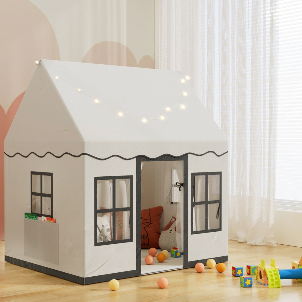 Kids Play Tent Castle Playhouse with Star Lights & Floor Mat