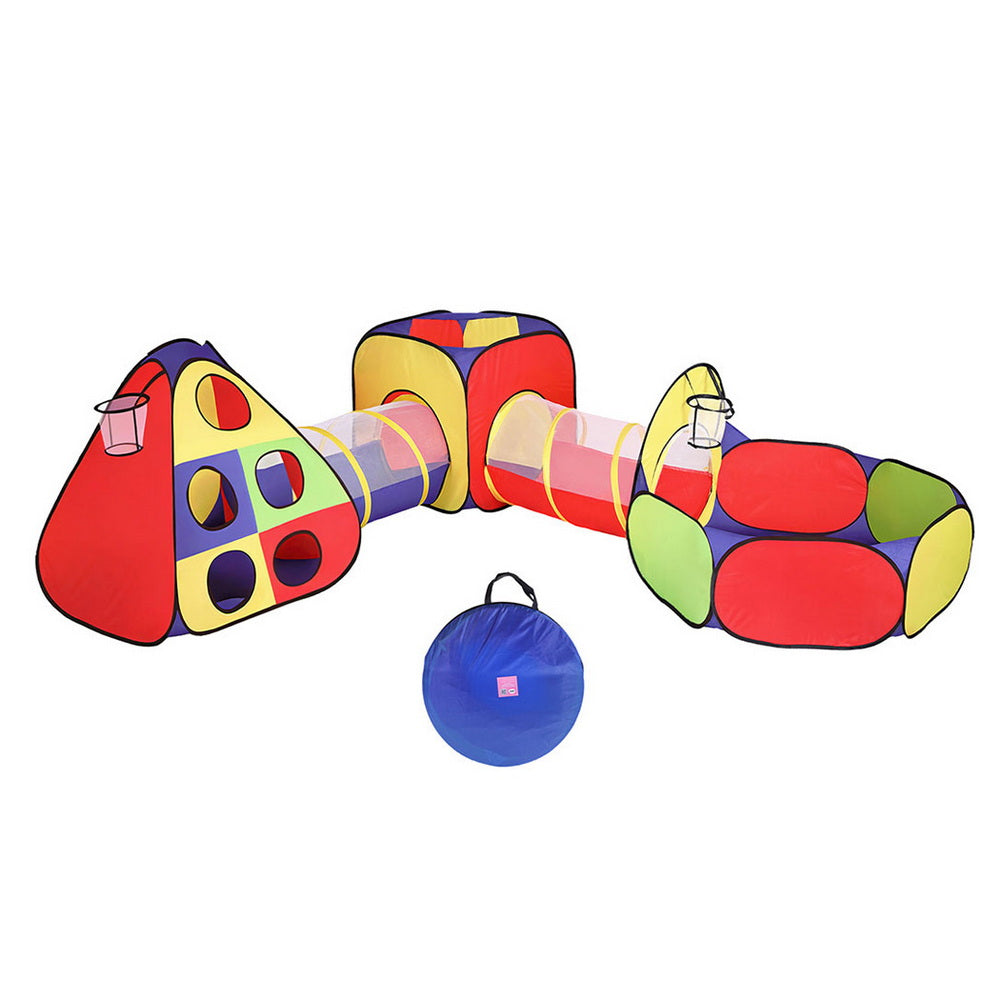 Keezi Kids Play Tent Set with Crawl Tunnel Ball Pit & Basketball Hoop