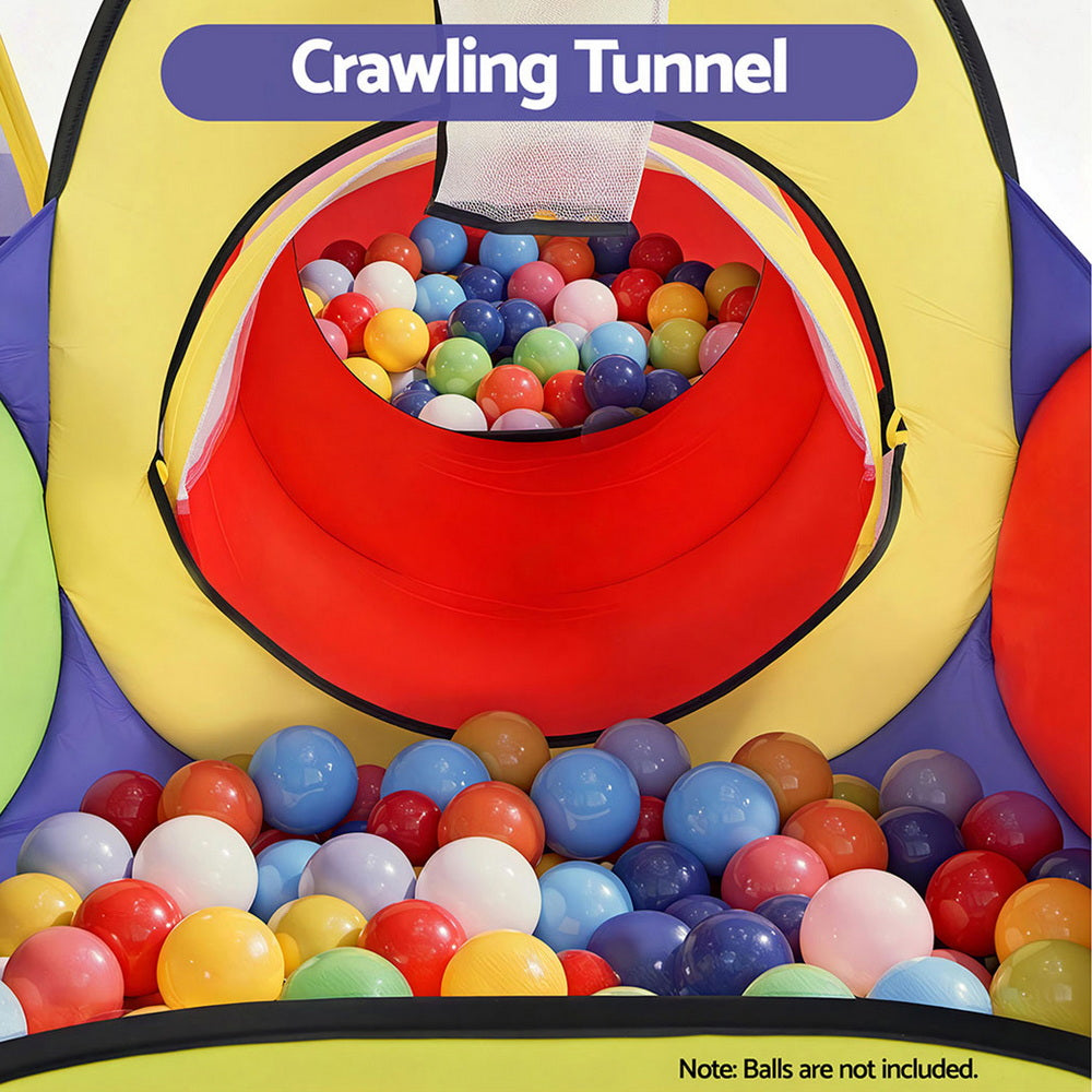 Keezi Kids Play Tent Set with Crawl Tunnel Ball Pit & Basketball Hoop