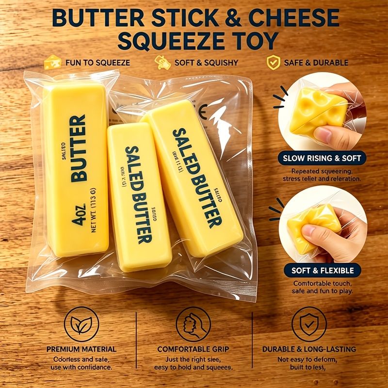 Butter Stick Slow-Rise Sensory Squishies – 2 Pack
