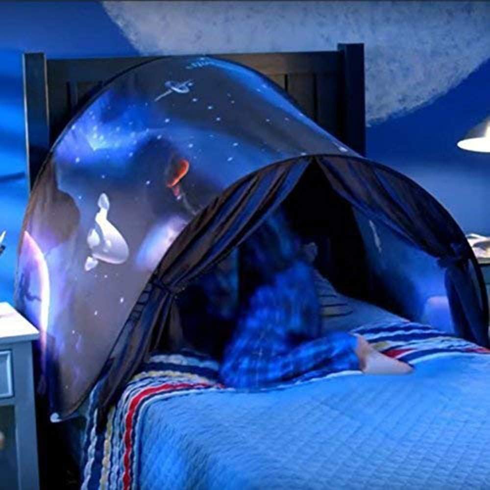 Kids Pop Up Bed Tent for Single Beds – Space Adventure Sleep Tent