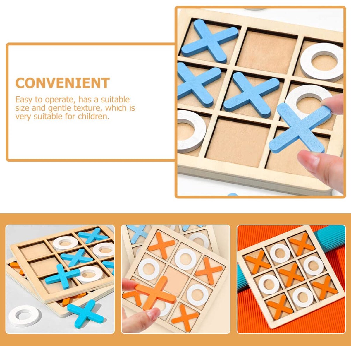 Wooden Tic Tac Toe Board Game for Kids & Families | XO Travel Game