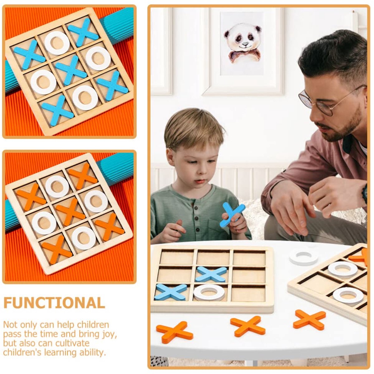 Wooden Tic Tac Toe Board Game for Kids & Families | XO Travel Game