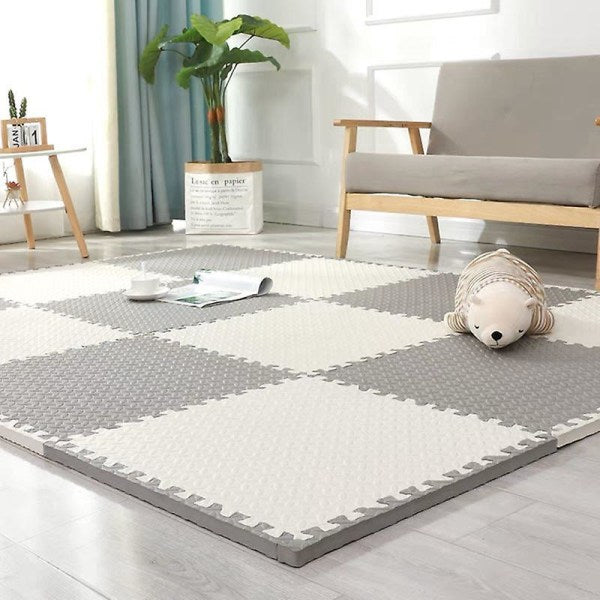 Kids Interlocking EVA Foam Play Mat – 16 Piece Grey & White