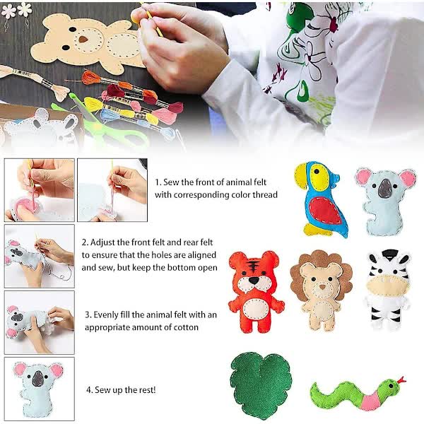 Kids Dinosaur Sewing Kit DIY Felt Craft Set for Beginners