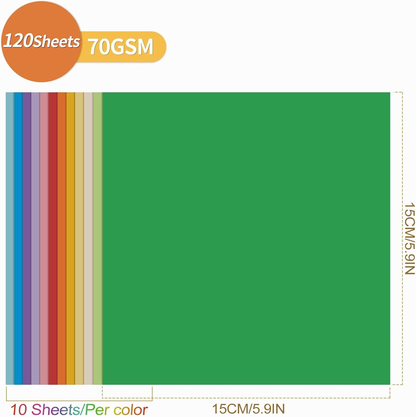 120 Sheets Colourful Origami Paper Set Double-Sided DIY Craft Paper 15x15cm