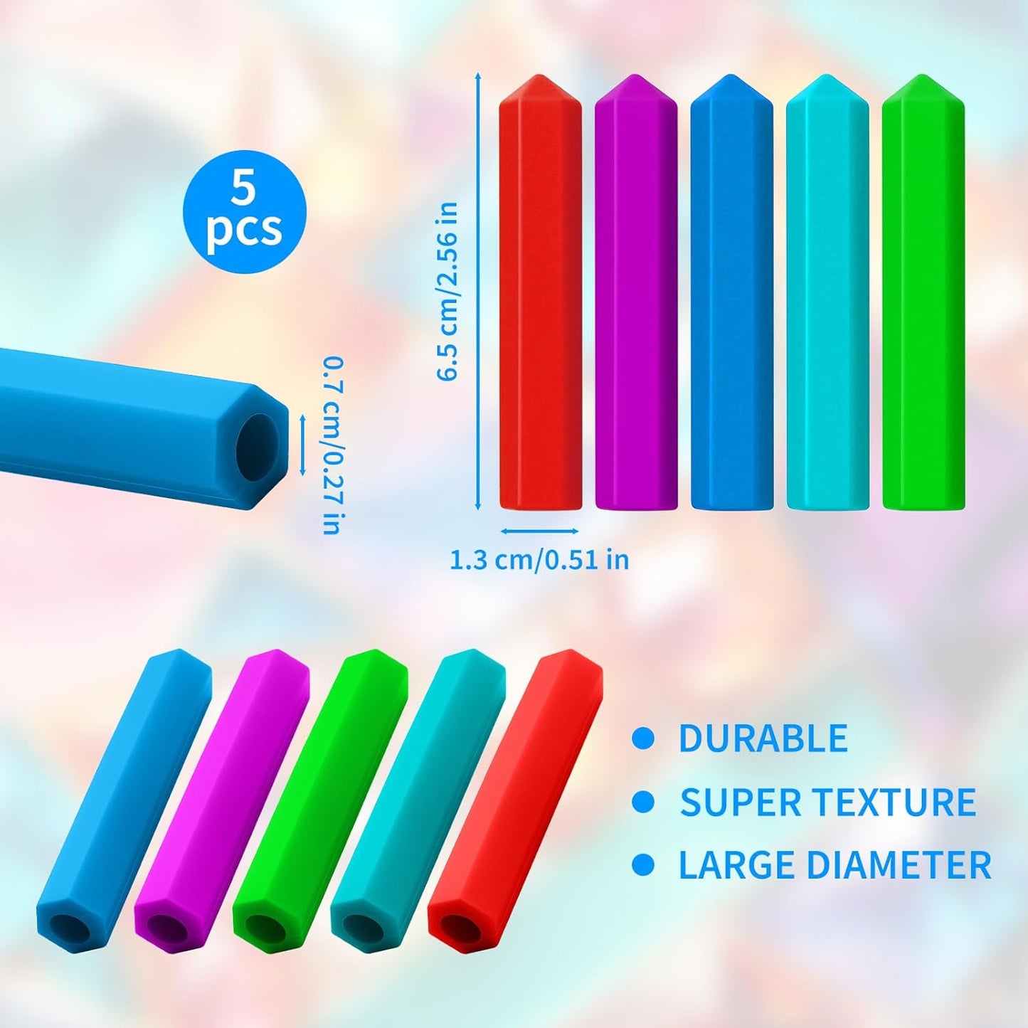 5-Pack Silicone Pencil Fidget Toppers
